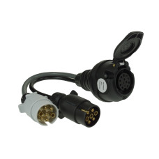 Maypole MP602 Caravan Adaptor Lead 12N & 12S Plugs to 13-Pin Socket